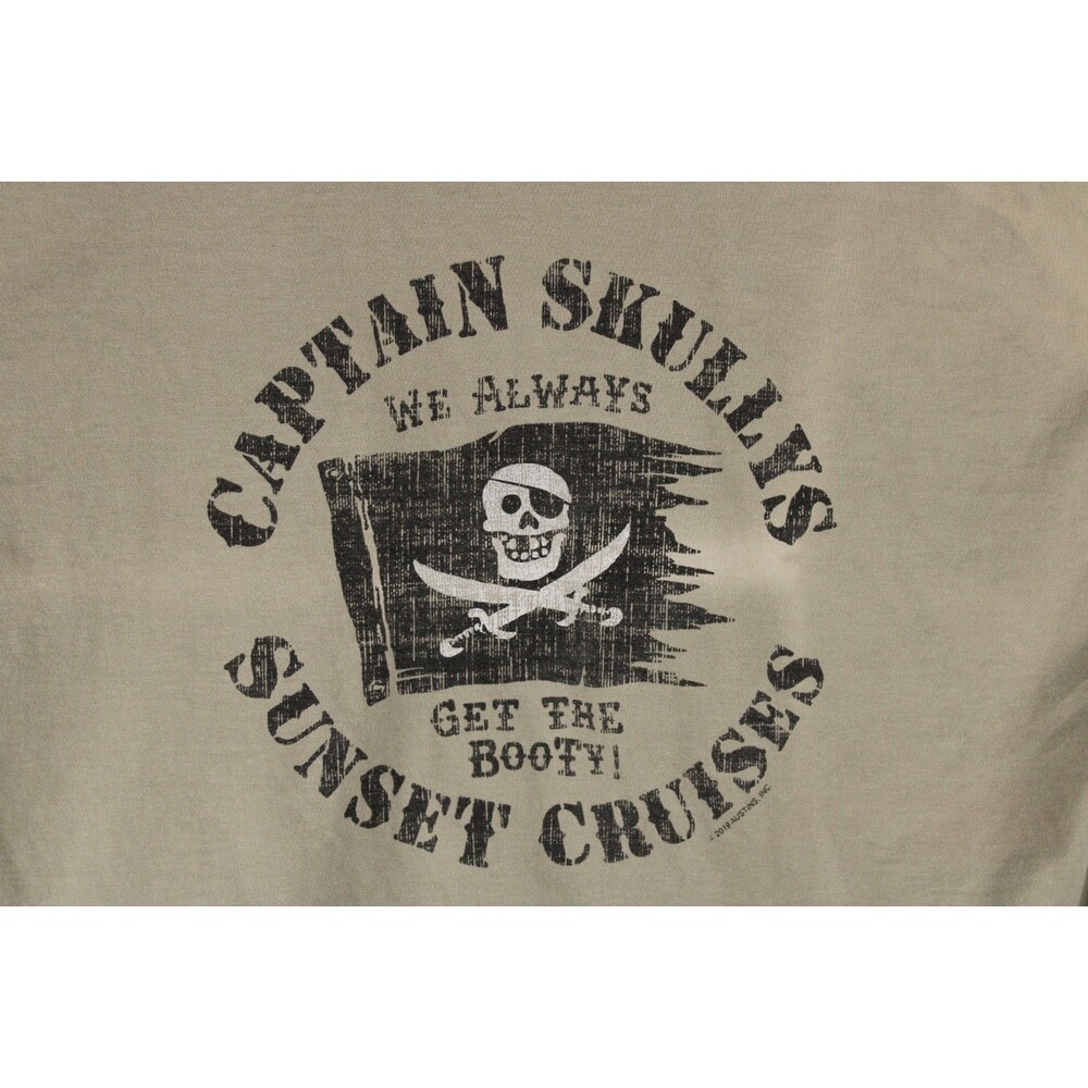 St Maarten Captain Skullys Cruise We Always Get The Booty Shirt Large Beige